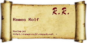 Remes Rolf névjegykártya